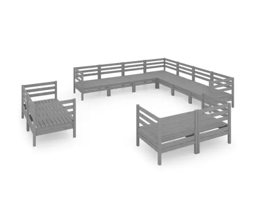 11-Daļīgs Dārza Atpūtas Mēbeļu Komplekts, Pelēks Priedes Koks Vidaxl