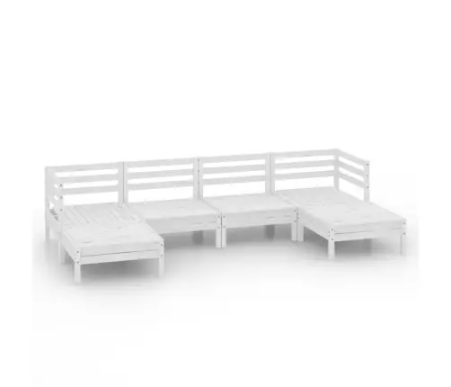 6-Daļīgs Dārza Atpūtas Mēbeļu Komplekts, Balts Priedes Koks Vidaxl