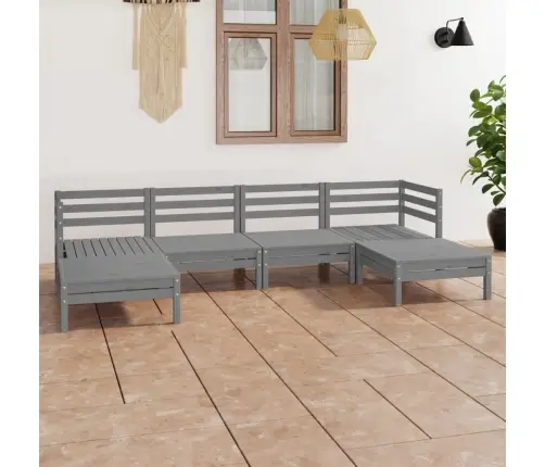 6-Daļīgs Dārza Atpūtas Mēbeļu Komplekts, Pelēks Priedes Koks Vidaxl