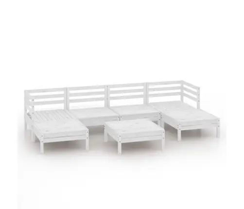 7-Daļīgs Dārza Atpūtas Mēbeļu Komplekts, Balts Priedes Koks Vidaxl