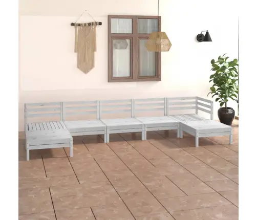 7-Osaline Aiamööblikomplekt, Valge, Täismännipuit