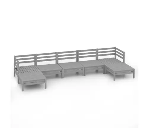 7-Daļīgs Dārza Atpūtas Mēbeļu Komplekts, Pelēks Priedes Koks Vidaxl