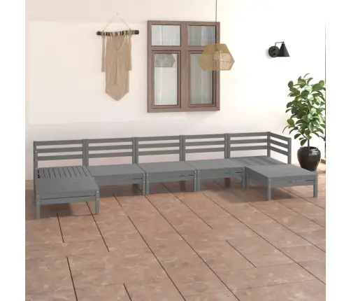 7-Daļīgs Dārza Atpūtas Mēbeļu Komplekts, Pelēks Priedes Koks Vidaxl