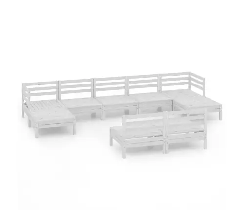 9-Daļīgs Dārza Atpūtas Mēbeļu Komplekts, Balts Priedes Koks Vidaxl