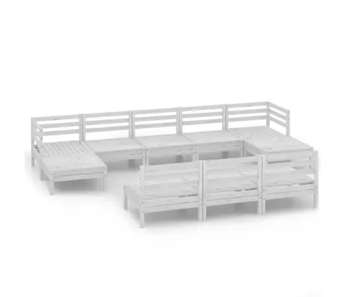 10-Daļīgs Dārza Atpūtas Mēbeļu Komplekts, Balts Priedes Koks Vidaxl