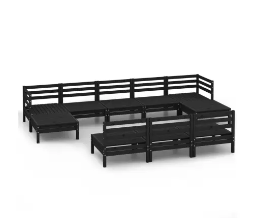 10-Osaline Aiamööblikomplekt, Must, Männipuit