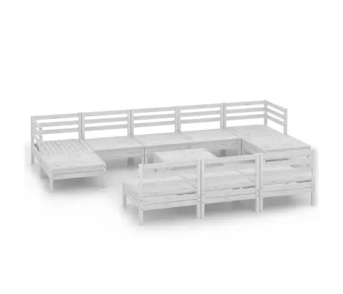 11-Daļīgs Dārza Atpūtas Mēbeļu Komplekts, Balts Priedes Koks Vidaxl