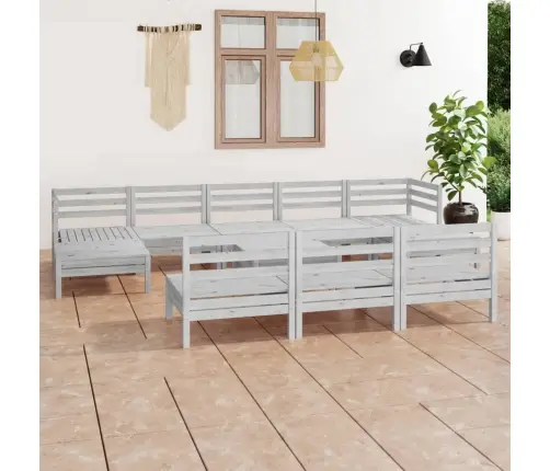 11-Daļīgs Dārza Atpūtas Mēbeļu Komplekts, Balts Priedes Koks Vidaxl