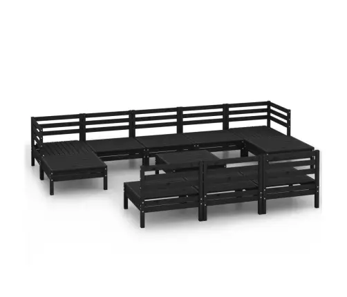 11-Osaline Aiamööblikomplekt, Must, Männipuit