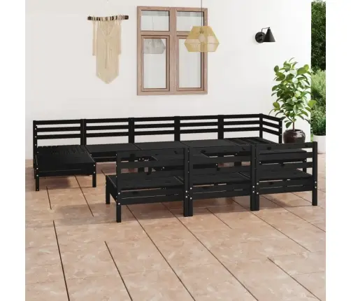 11-Osaline Aiamööblikomplekt, Must, Männipuit