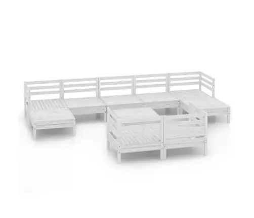 10-Osaline Aiamööblikomplekt, Täismännipuit, Valge