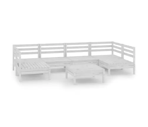 7-Daļīgs Dārza Atpūtas Mēbeļu Komplekts, Balts Priedes Koks Vidaxl