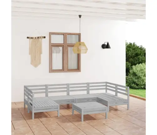 7-Daļīgs Dārza Atpūtas Mēbeļu Komplekts, Balts Priedes Koks Vidaxl