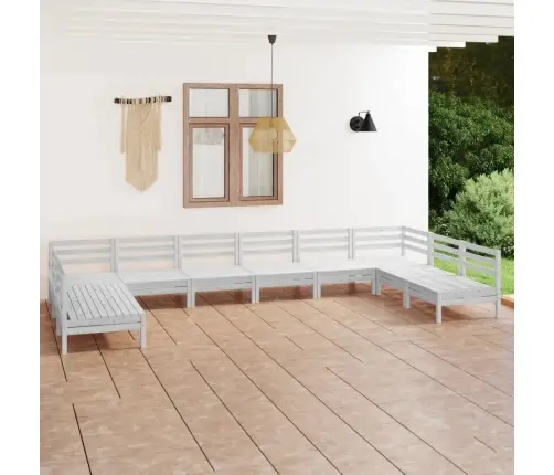 10-Osaline Aiamööbli Komplekt, Valge, Männipuit