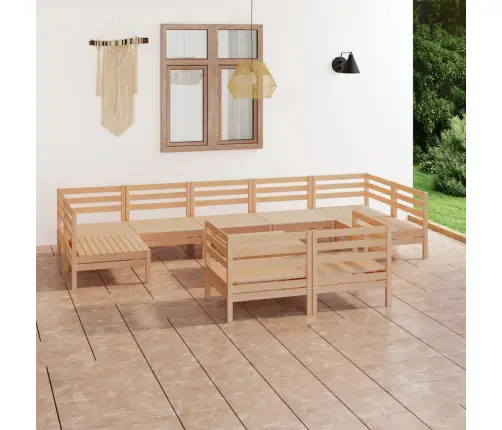 Sodo Poilsio Baldų Komplektas, 10 Dalių, Pušies Masyvas