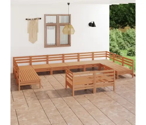 12-Daļīgs Dārza Mēbeļu Komplekts, Brūns Priedes Masīvkoks Vidaxl