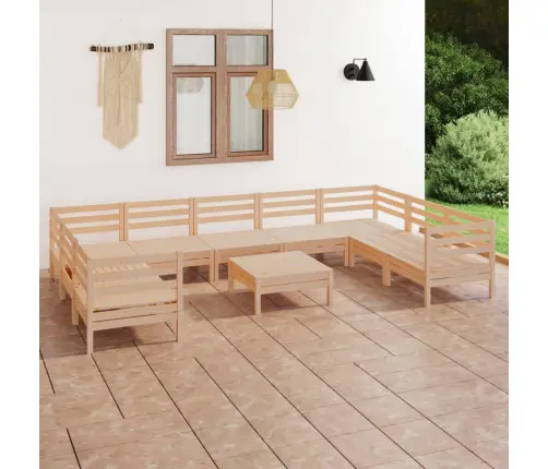 Sodo Poilsio Baldų Komplektas, 10 Dalių, Pušies Masyvas