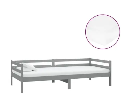 Dīvāngulta Ar Matraci, 90X200 Cm, Pelēka, Priedes Masīvkoks Vidaxl