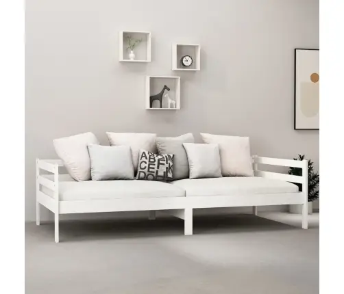 Lova Su Čiužiniu, Balta, 90X200cm Pušies Medienos Masyvas