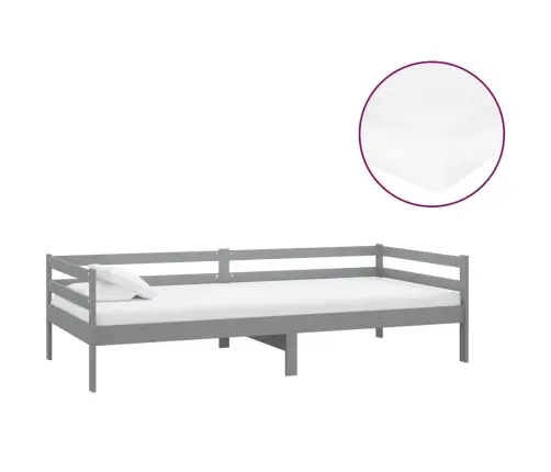 Lova Su Čiužiniu, Pilka, 90X200cm Pušies Medienos Masyvas