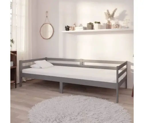 Lova Su Čiužiniu, Pilka, 90X200cm Pušies Medienos Masyvas