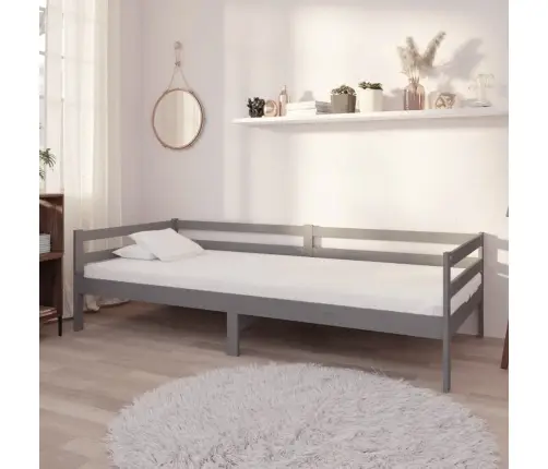 Dīvāngulta Ar Matraci, 90X200 Cm, Pelēka, Priedes Masīvkoks Vidaxl