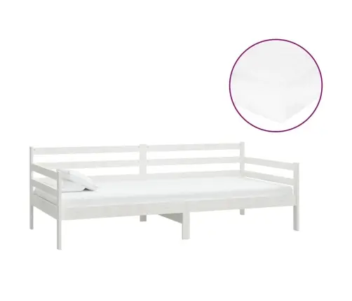 Päevavoodi Madratsiga, 90X200 cm Valge, Täismännipuit