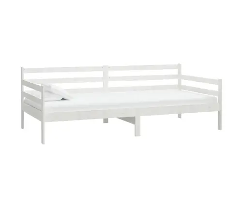 Lova Su Čiužiniu, Balta, 90X200cm Pušies Medienos Masyvas