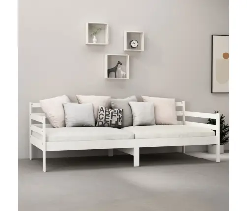 Lova Su Čiužiniu, Balta, 90X200cm Pušies Medienos Masyvas