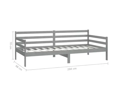 Lova Su Čiužiniu, Pilka, 90X200cm Pušies Medienos Masyvas Lova Su Čiužiniu, Pilka, 90X200cm Pušies Medienos Masyvas