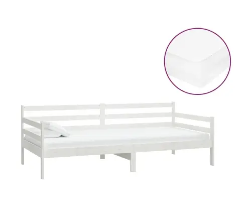 Lova Su Čiužiniu, Balta, 90X200cm Pušies Medienos Masyvas