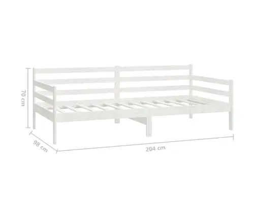 Lova Su Čiužiniu, Balta, 90X200cm Pušies Medienos Masyvas