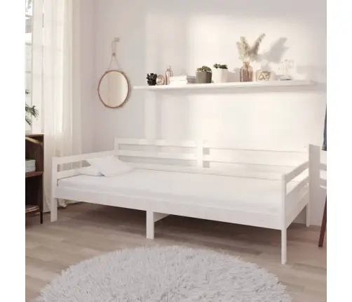 Lova Su Čiužiniu, Balta, 90X200cm Pušies Medienos Masyvas