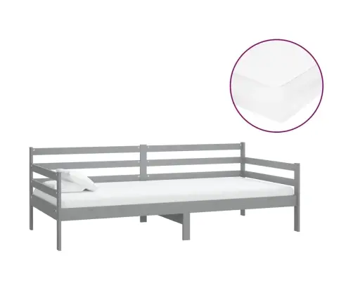 Dīvāngulta Ar Matraci, 90X200 Cm, Pelēka, Priedes Masīvkoks Vidaxl