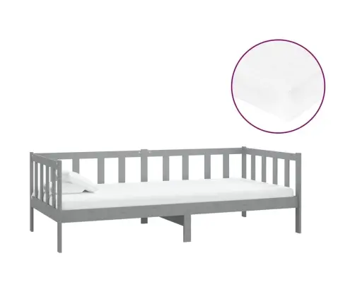 Dīvāngulta Ar Matraci, 90X200 Cm, Pelēka, Priedes Masīvkoks Vidaxl