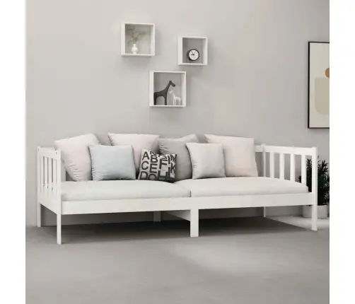 Lova Su Čiužiniu, Balta, 90X200cm Pušies Medienos Masyvas