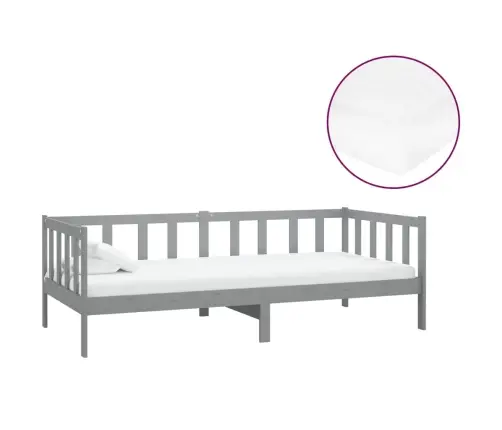 Dīvāngulta Ar Matraci, 90X200 Cm, Pelēka, Priedes Masīvkoks Vidaxl