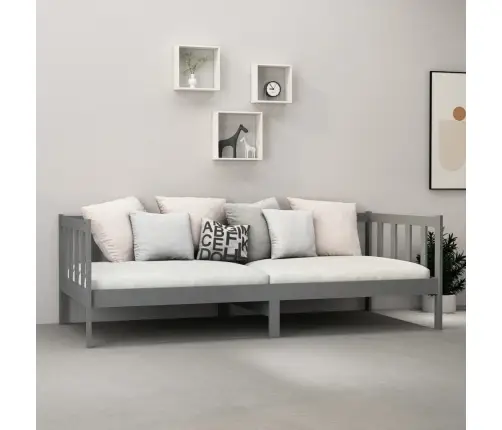 Dīvāngulta Ar Matraci, 90X200 Cm, Pelēka, Priedes Masīvkoks Vidaxl