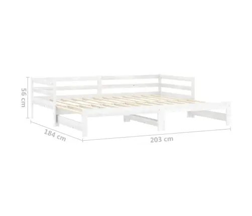 Ištraukiama Lova, Balta, 2X(90X200)cm Pušies Medienos Masyvas