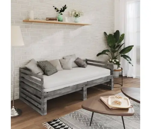 Izvelkama Gulta, 2X(90X200) Cm, Pelēka, Priedes Masīvkoks Vidaxl