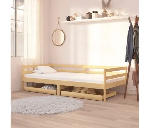 Dīvāngulta Ar Atvilktnēm, 90X200 Cm, Priedes Masīvkoks Vidaxl