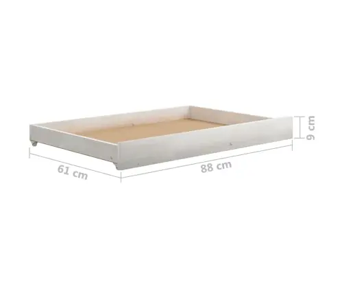 Lova Su Stalčiais, Balta, 90X200cm Pušies Medienos Masyvas