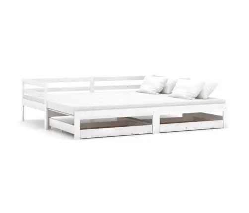 Izvelkama Gulta, 2X(90X200) Cm, Balta, Priedes Masīvkoks Vidaxl