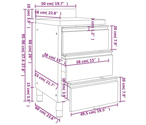 Virtuves Skapīši, 3 Gab., Nerūsējošais Tērauds Vidaxl