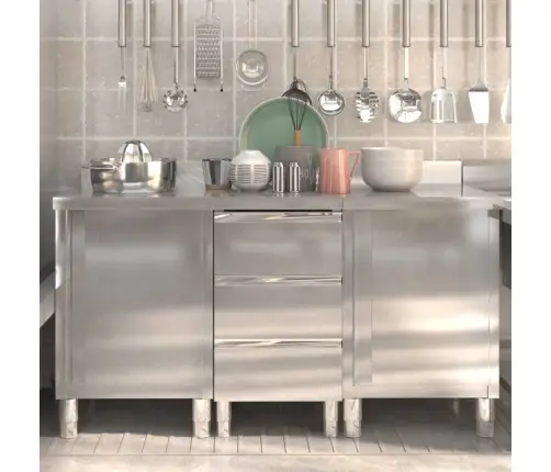 Virtuves Skapīši, 3 Gab., Nerūsējošais Tērauds Vidaxl