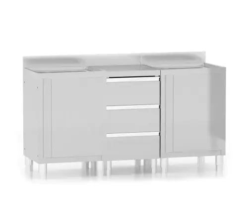 Komercinės Virtuvės Spintelės, 3 Vnt., Nerūdijantis Plienas