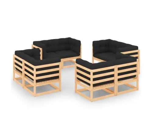 8-Daļīgs Dārza Atpūtas Mēbeļu Komplekts Ar Pelēkiem Matračiem Vidaxl