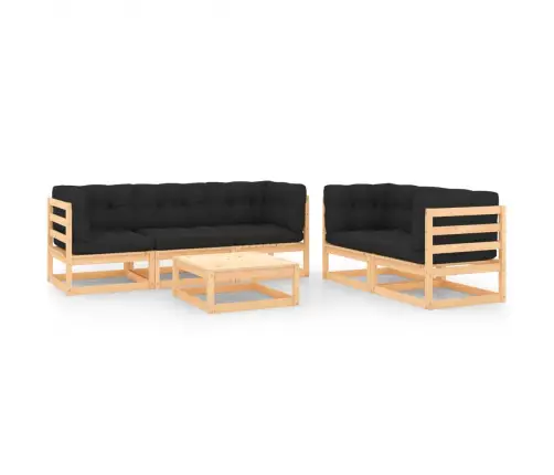 6-Osaline Aiamööbli Komplekt Patjadega, Männipuit