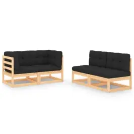 4-Daļīgs Dārza Atpūtas Mēbeļu Komplekts Ar Matračiem, Priede Vidaxl 4-Daļīgs Dārza Atpūtas Mēbeļu Komplekts Ar Matračiem, Priede Vidaxl