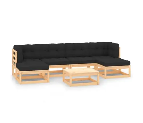 7-Daļīgs Dārza Atpūtas Mēbeļu Komplekts Ar Pelēkiem Matračiem Vidaxl